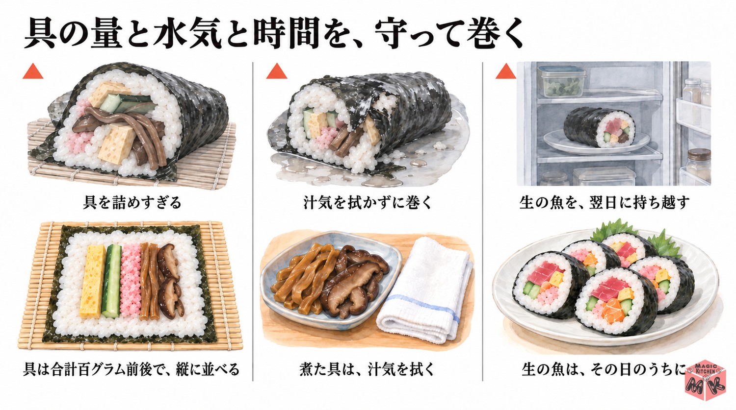太巻きで避けたいこと3つ