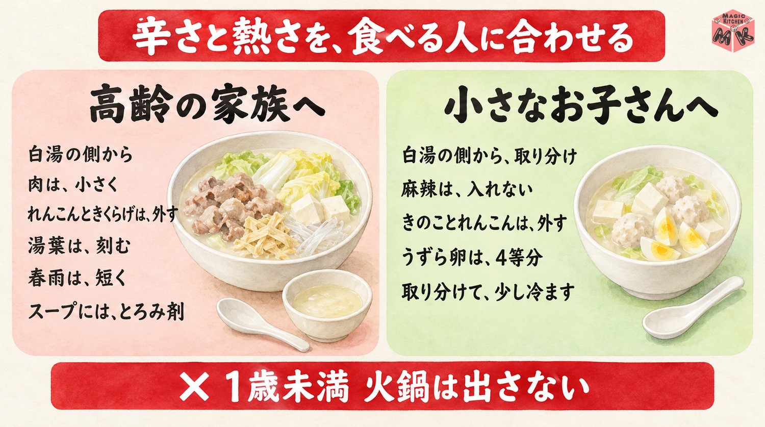 高齢者や子供にやさしい火鍋