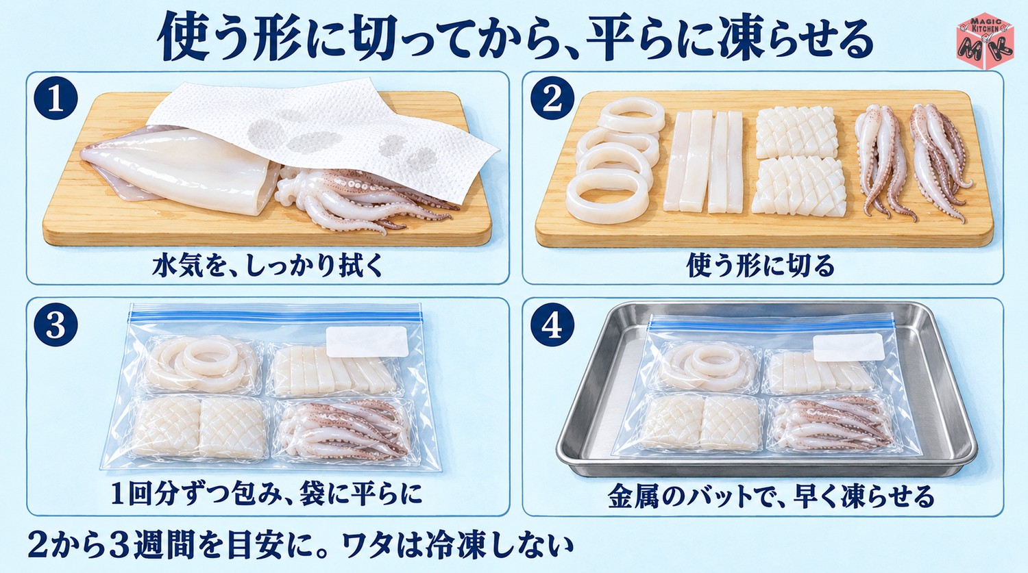 いかの冷凍保存の仕方