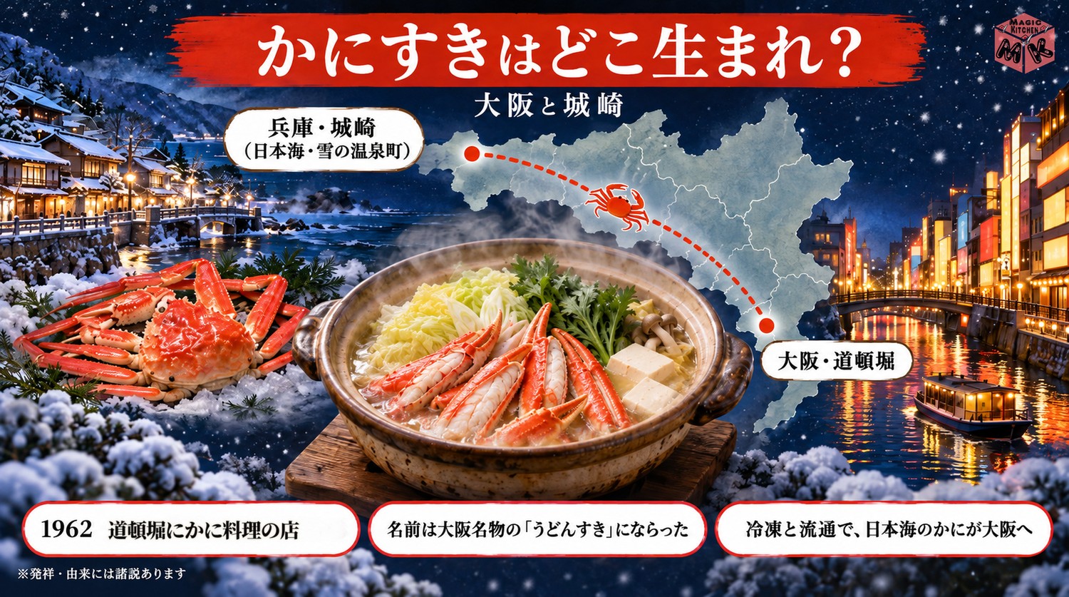 かにすきの発祥とルーツの図解