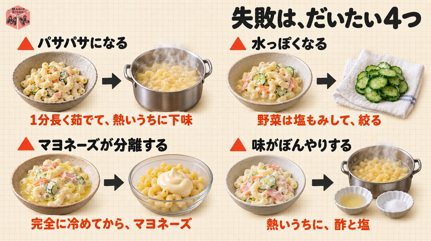 マカロニサラダのよくある失敗と対策