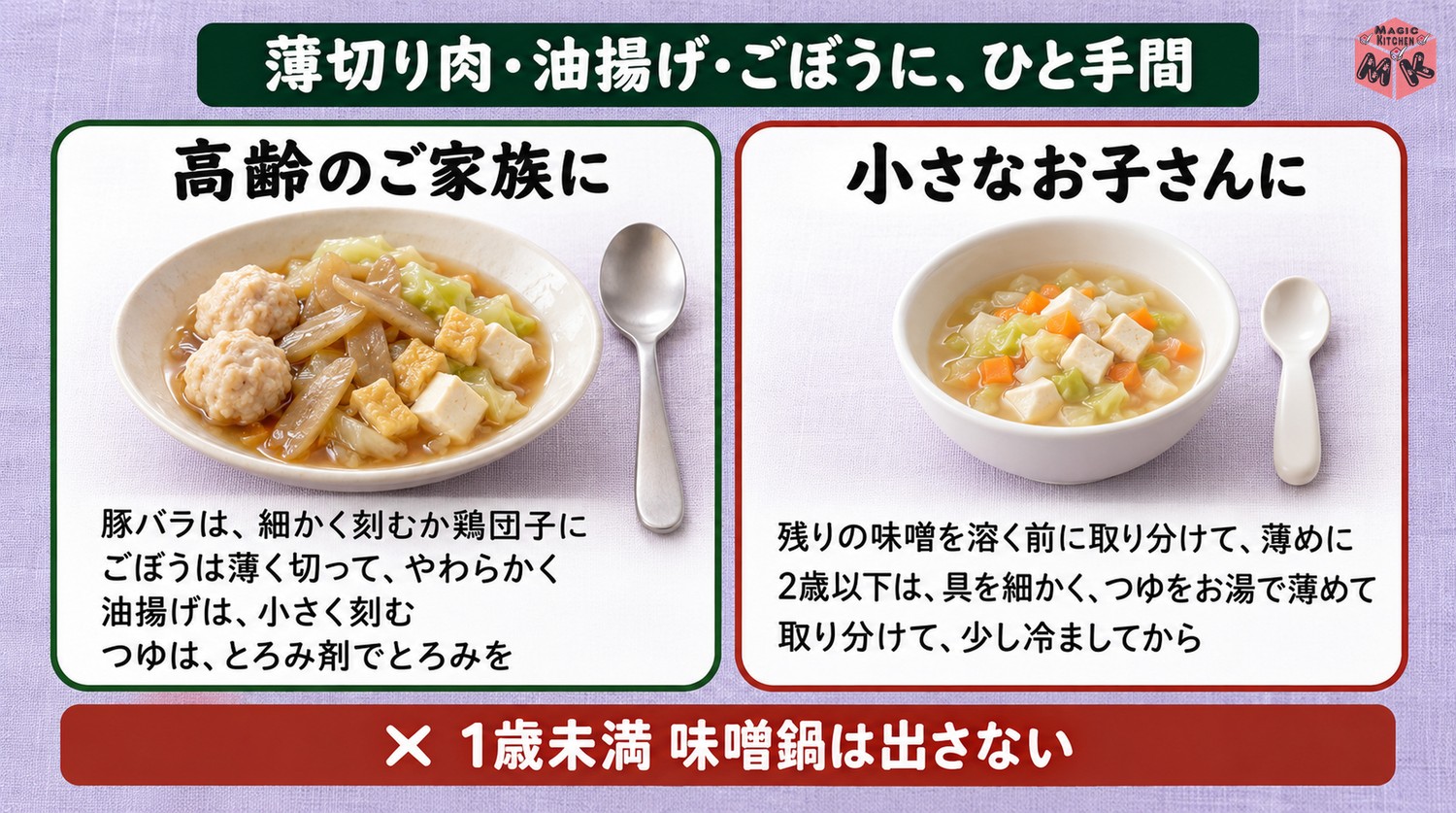 高齢者や子供にやさしい味噌鍋の具材