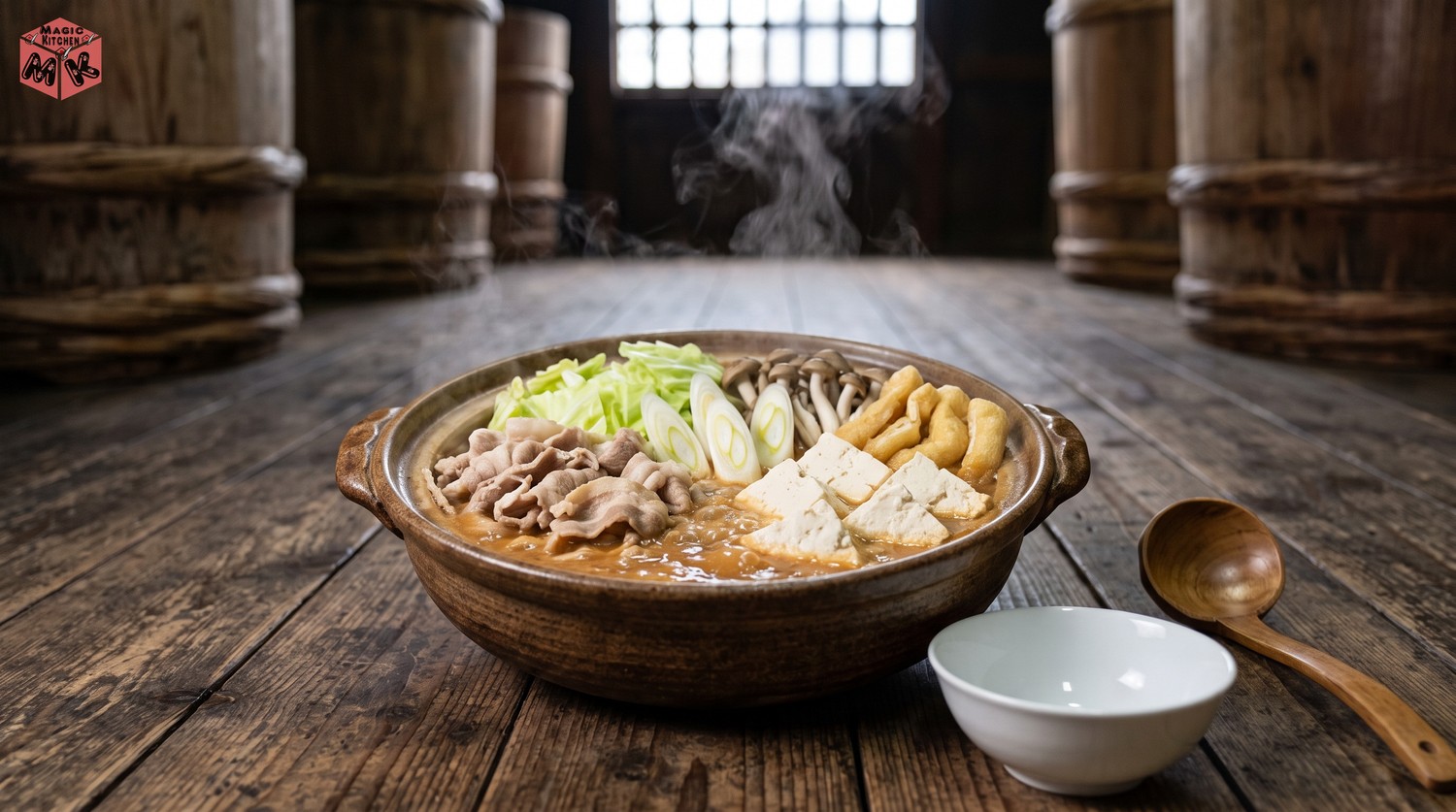 土鍋で煮る味噌鍋の具材