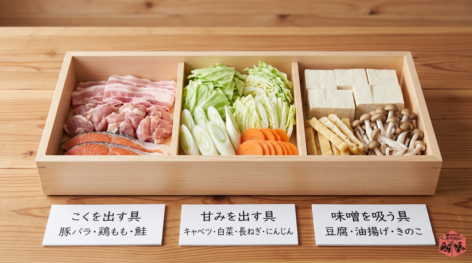 味噌鍋の具材選びの3つの考え方