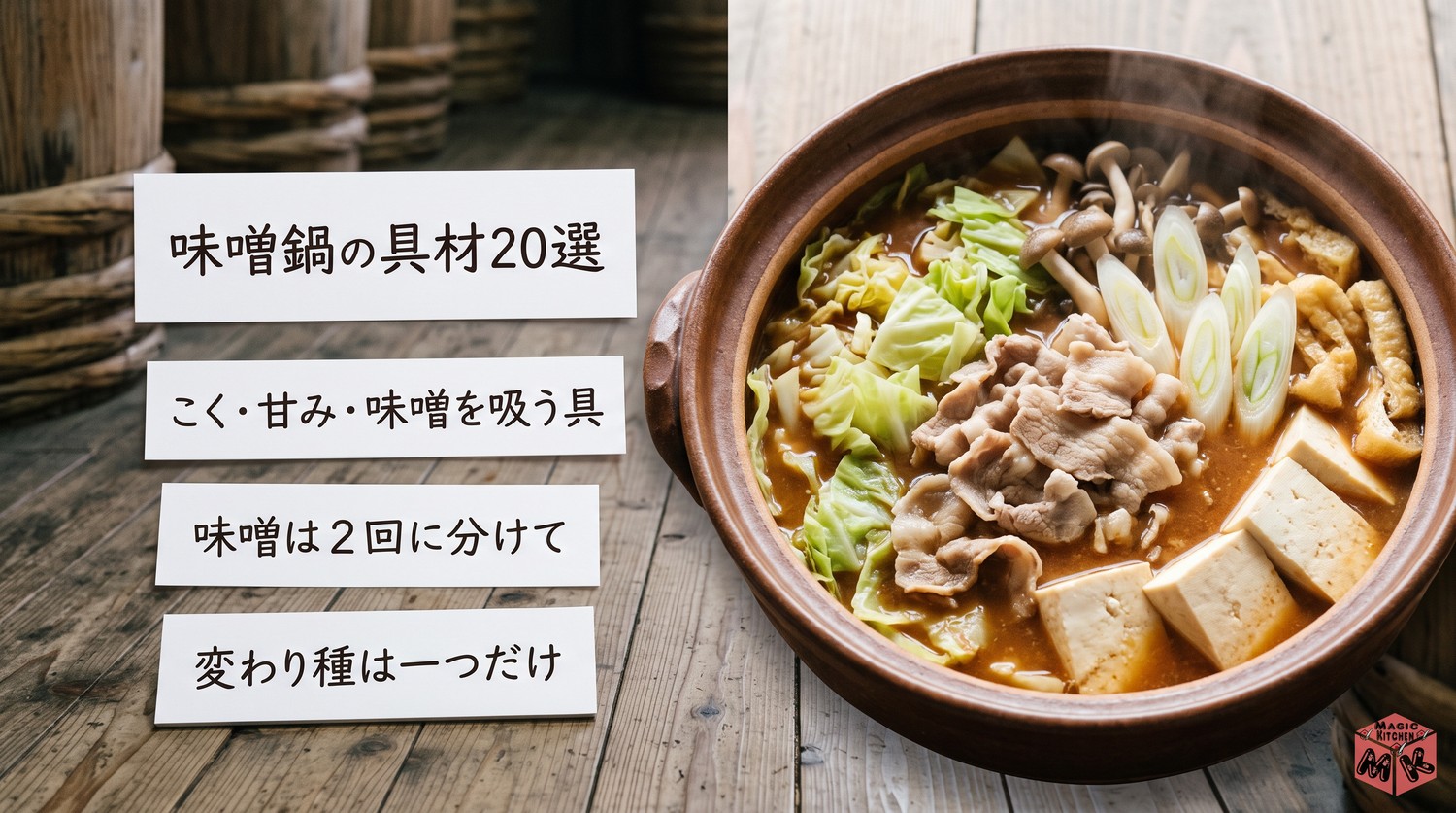 味噌鍋の具材のまとめ