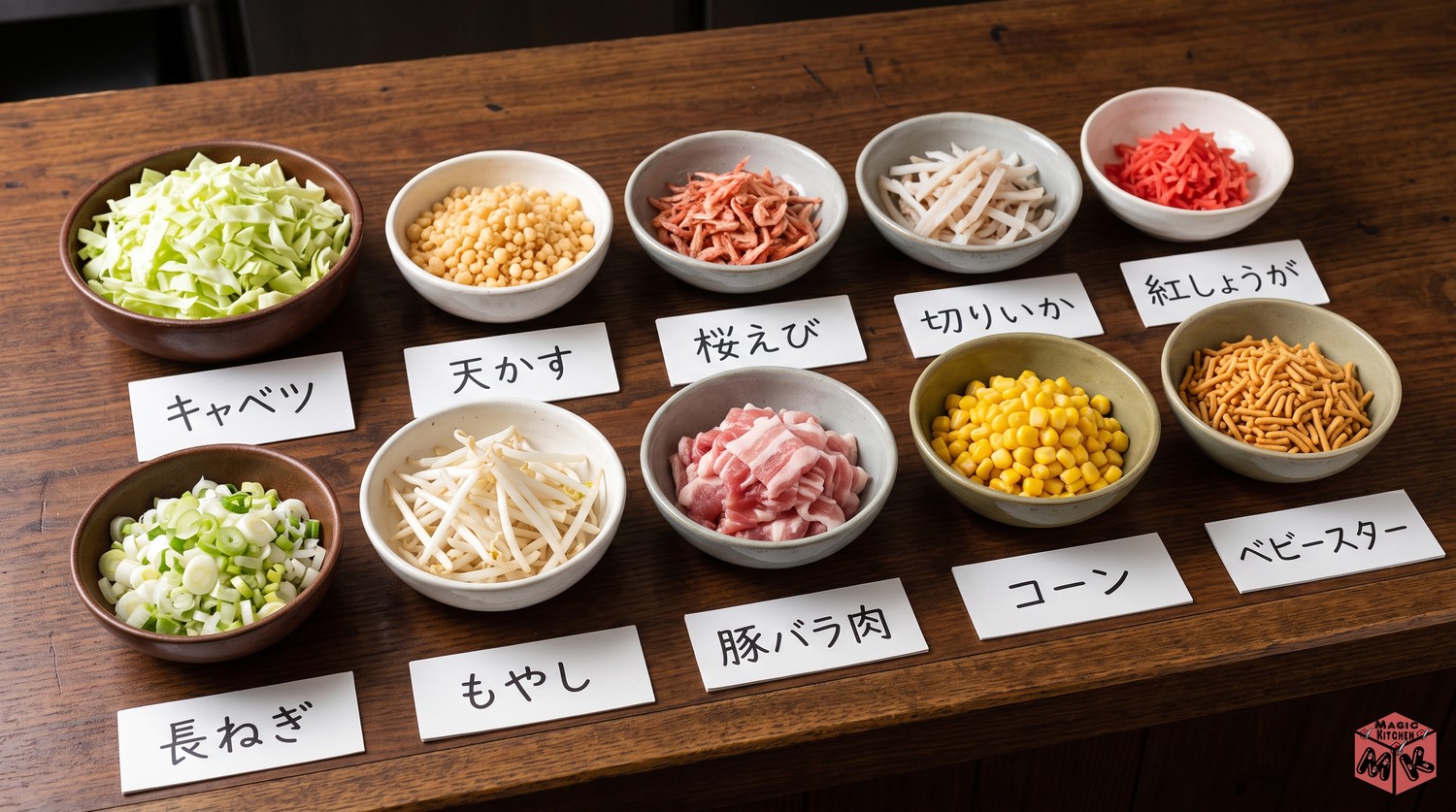 もんじゃ焼きの定番の具材10選