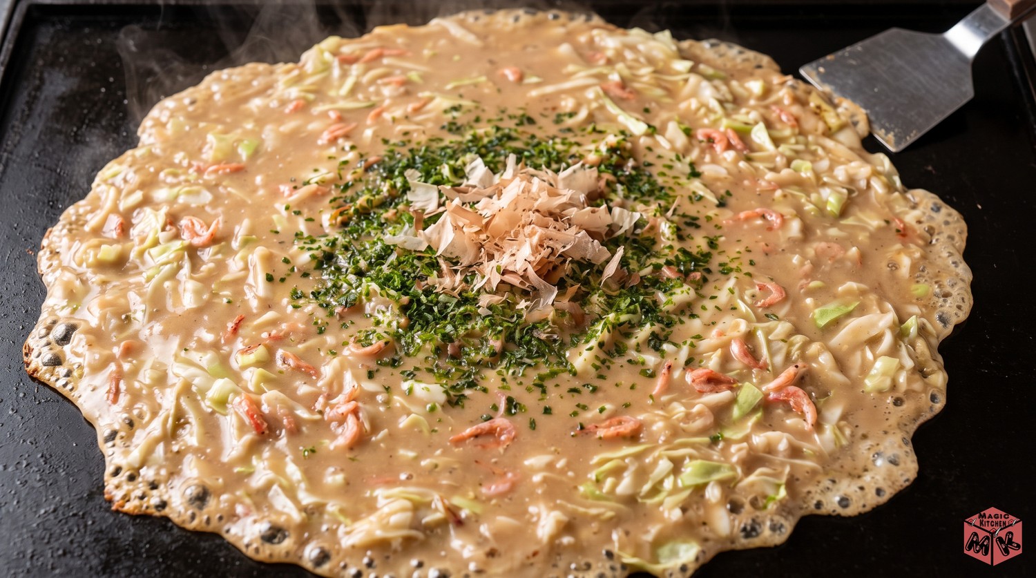 焦げ目のついたもんじゃ焼き