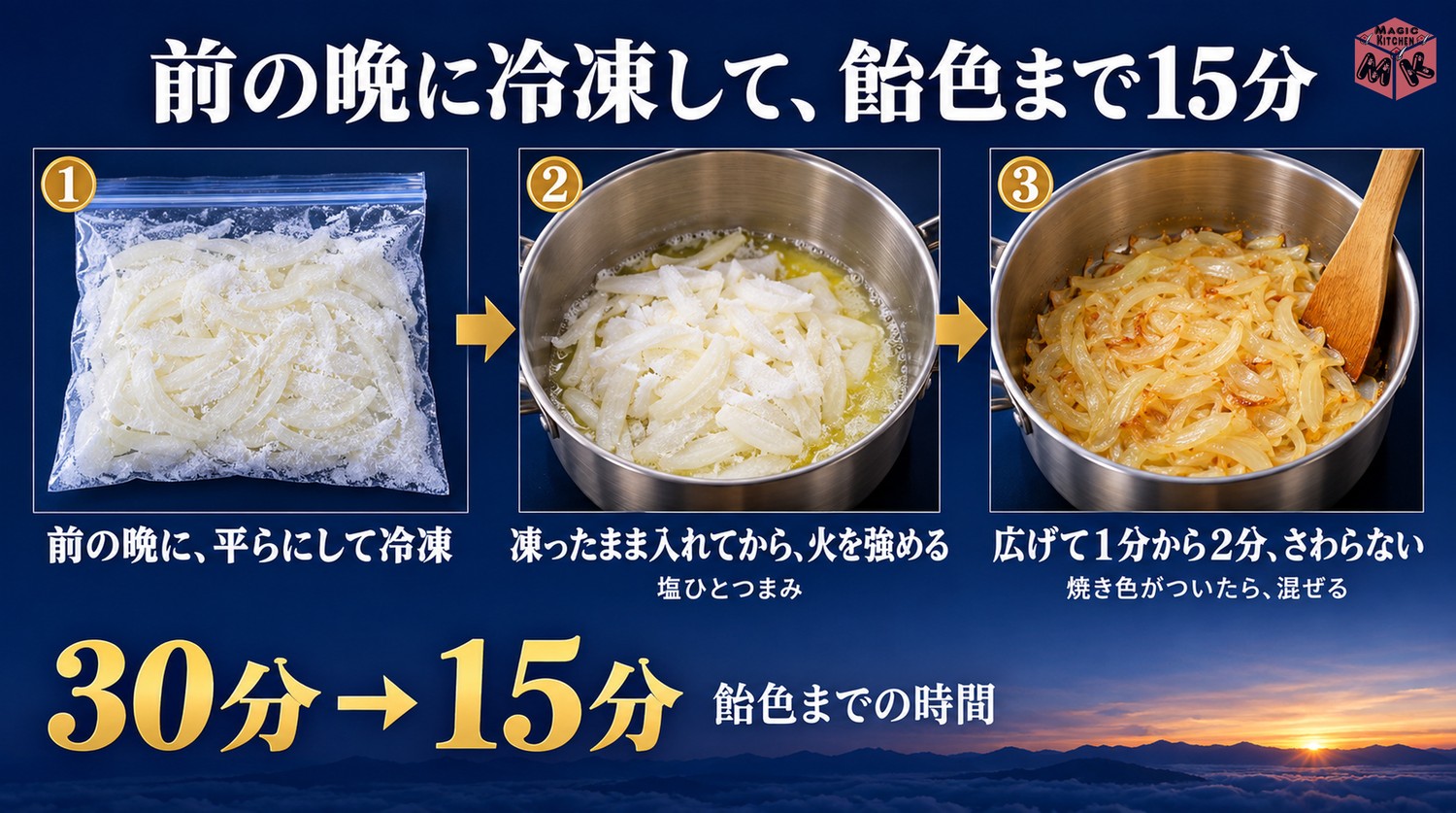 飴色玉ねぎの時短の手順