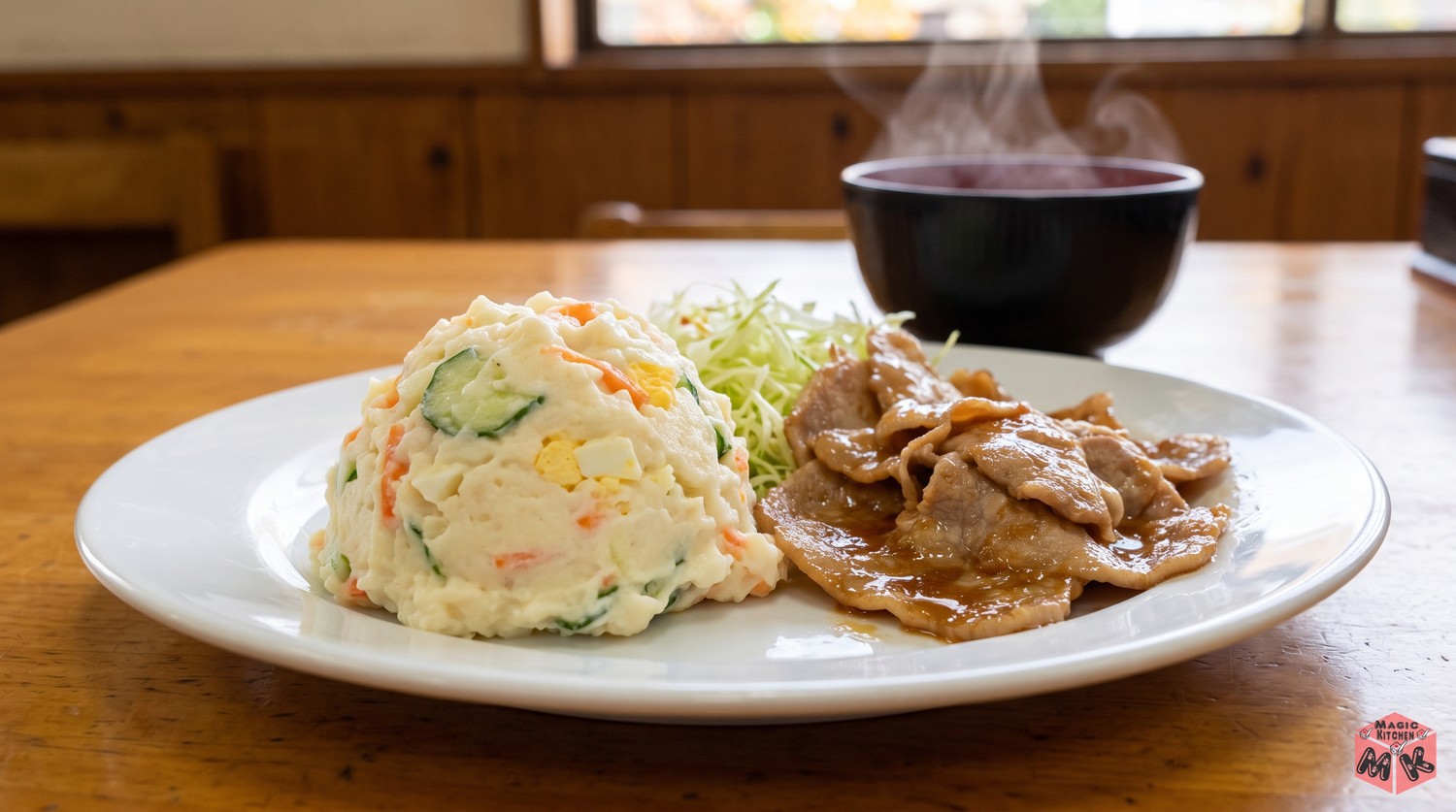 生姜焼きに添えたポテトサラダ