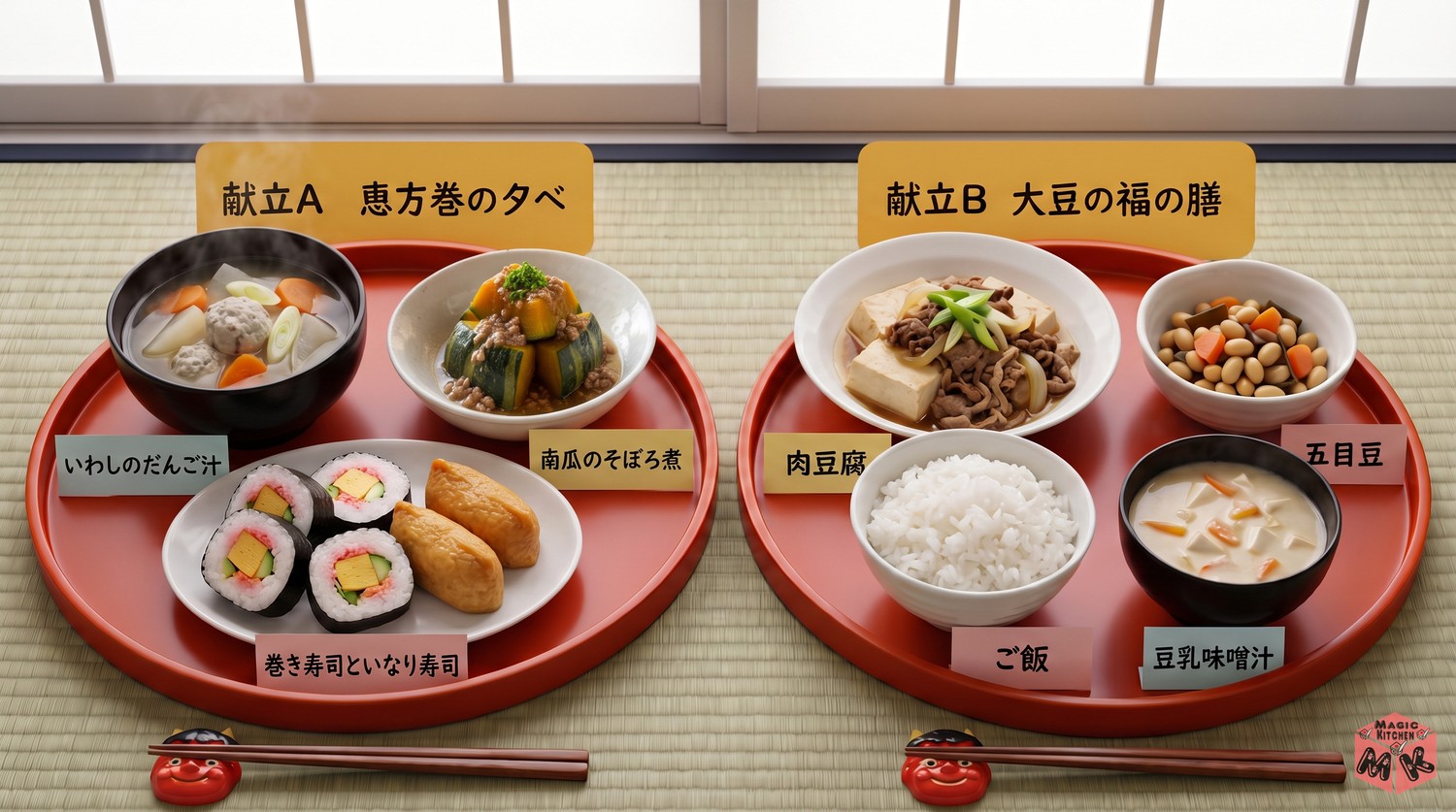 子どもと祝う節分の献立例AとB