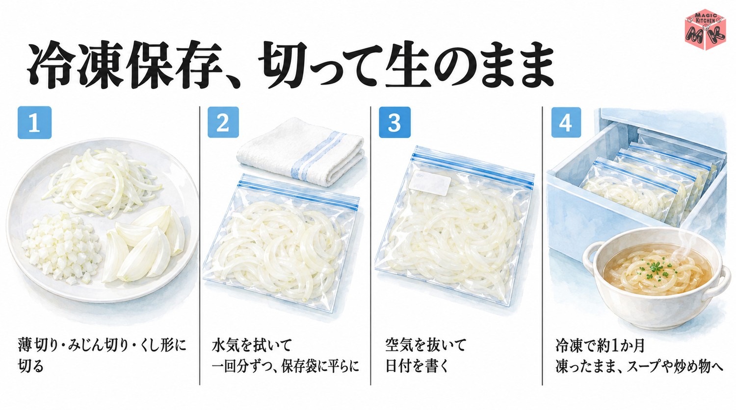 新玉ねぎの冷凍保存と使い方