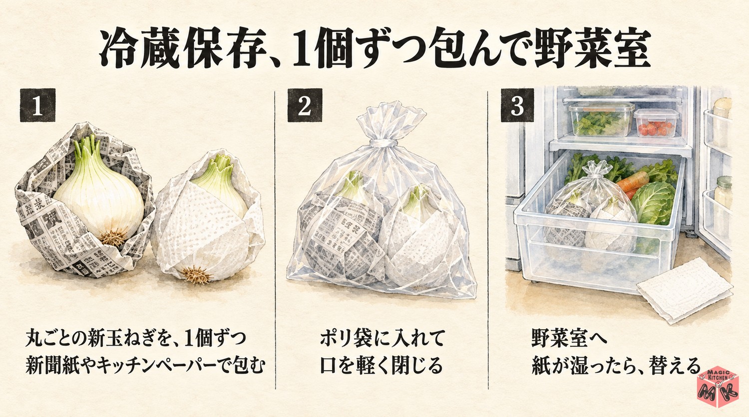 新玉ねぎの冷蔵保存の仕方