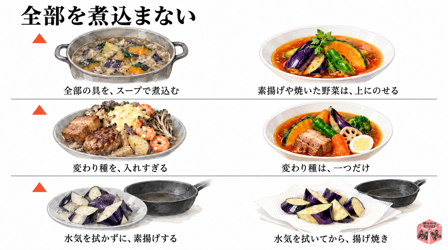 スープカレーの具材選びで避けたいこと3つ