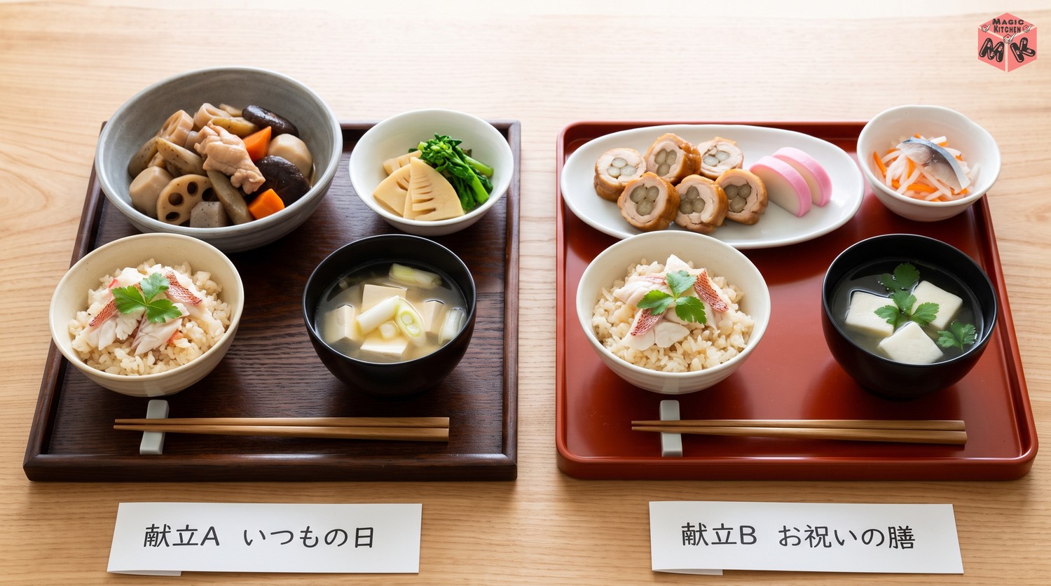 鯛めしの献立例AとB