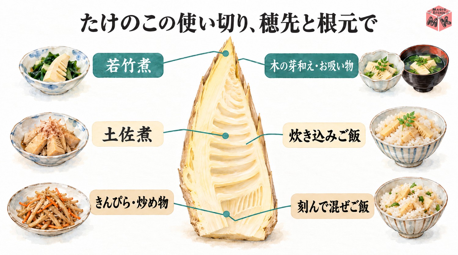 たけのこの部位ごとの使い切り