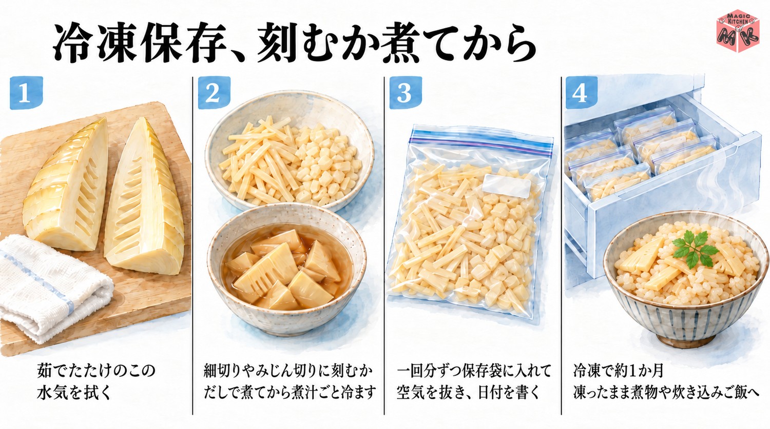 たけのこの冷凍保存と使い方